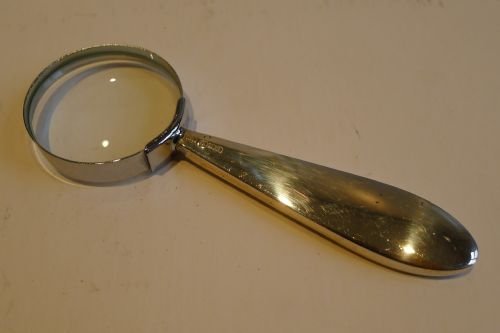 fig 1. Small Antique English Sterling Silver & Tortoiseshell Handled Magnifying Glass - 1926
