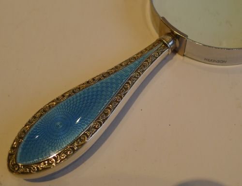 fig 1. Sterling Silver and Royal Blue Guilloche Enamel Magnifying Glass