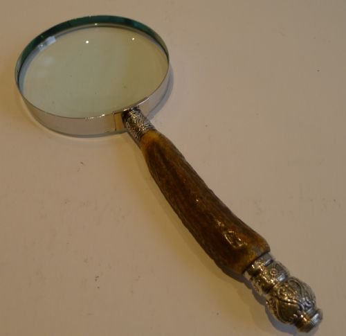 fig 1. Grand Antique Antler Horn & Sterling Silver Magnifying Glass - 1884