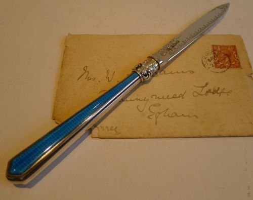 Fabulous Sterling Silver & Guilloche Enamel Letter Opener