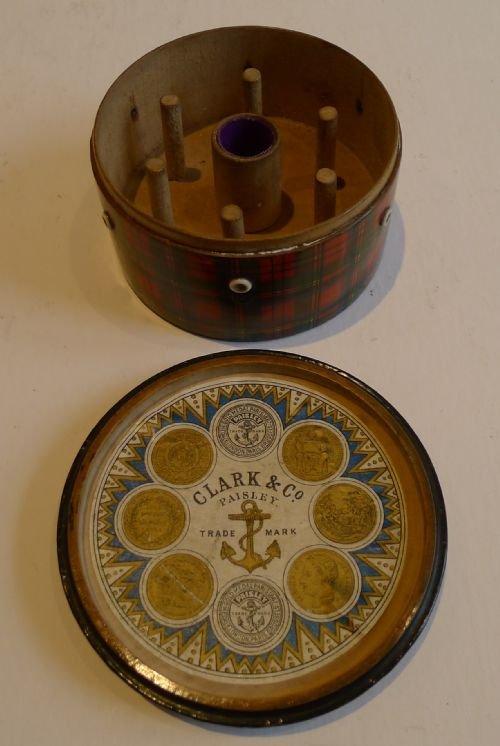 fig 2. Antique Mauchline Tartan Ware Spool Box - Prince & Princess of Wales