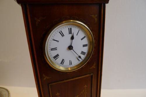 fig 1. Miniature Antique English Inlaid Mahogany Longcase Clock c.1890
