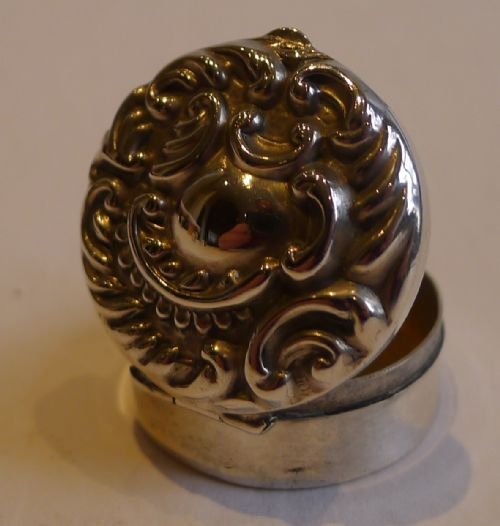 Antique English Sterling Silver Pill Box - 1902