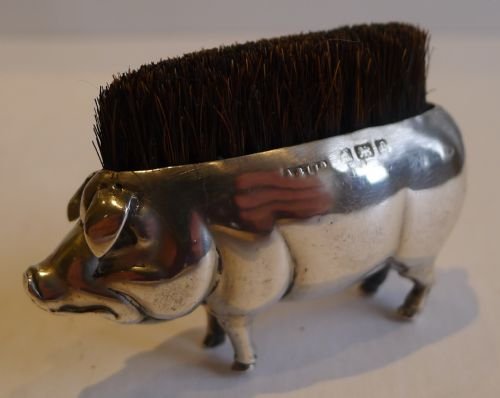 Antique Sterling Silver Figural Pen or Nib Wipe - Pig - 1905