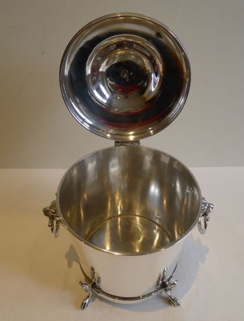 fig 1. Unusual Antique English Biscuit Box In Silver Plate - English Lions c.1890