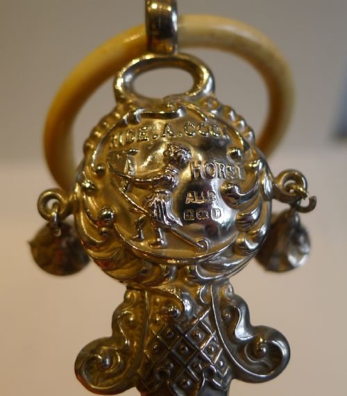 Charming English Sterling Silver Baby's Rattle - Nursery Rhyme - 1916