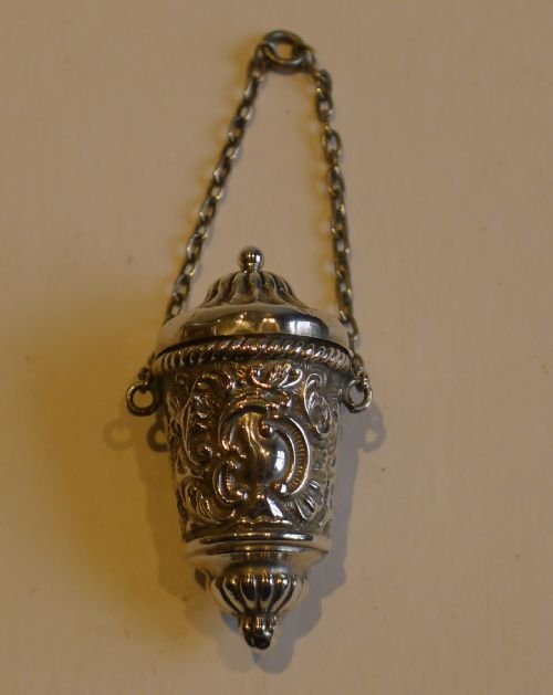 fig 1. Antique English Sterling Silver Chatelaine Thimble Holder - 1893
