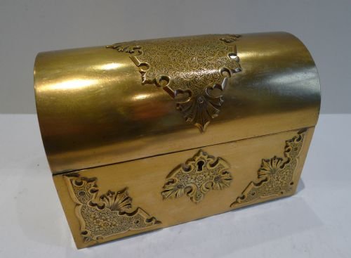 Small Antique English Gilded Dome-topped Stationery / Writing Box C.1860