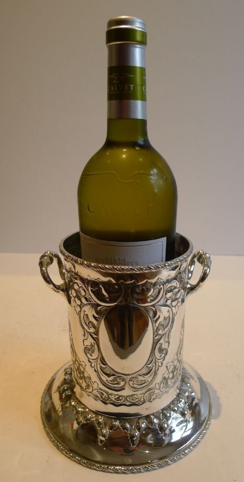 fig 1. Stunning Antique English Silver Plated Bottle Holder by Thomas White c.1880