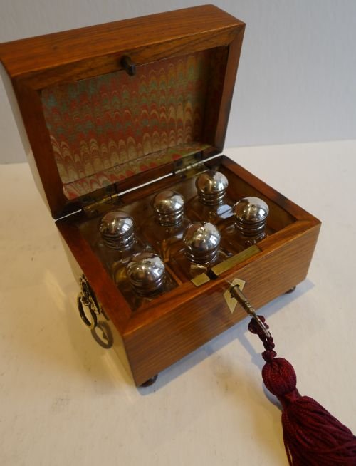Rare Early 19th Century Perfume Bottle Box - Shell Inlaid - Original Labels