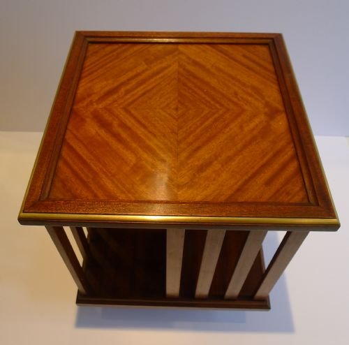 fig 1. Handsome French Kingwood & Brass Revolving Book Caddy For Desk-Top