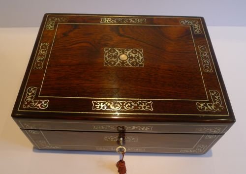 fig 1. William IV Rosewood Jewelry / Table Box - Mother of Pearl Inlaid c.1835