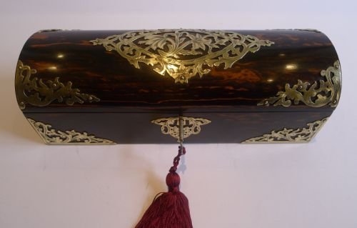 Antique English Brass Mounted Coromandel Glove Box C.1860