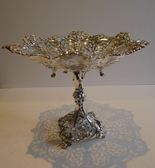 Antique English Silver Plated Centerpiece - Removable Fruit Basket C.1880