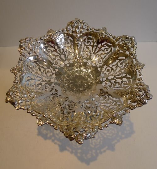 fig 1. Antique English Silver Plated Centerpiece - Removable Fruit Basket c.1880