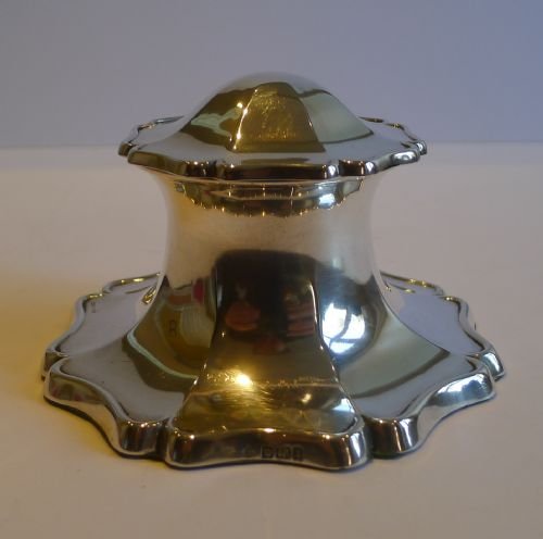 fig 1. Handsome Antique Sterling Silver Inkwell - Sheffield 1911