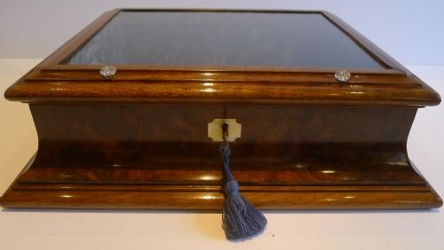 fig 2. Unusual English Victorian Shaped Burr Walnut Display Box c.1860
