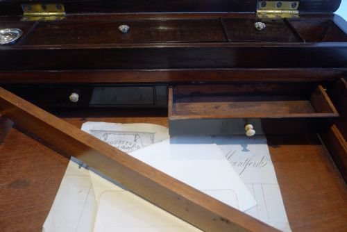 fig 4. Magnificent Antique English Double Action Writing Slope / Lap Desk c.1830 - Secret Drawers