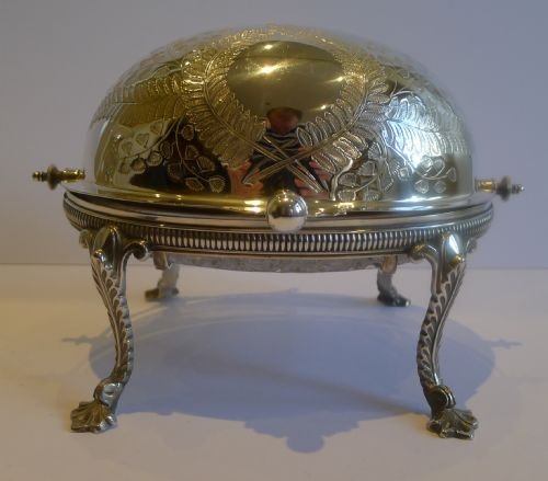 Handsome Fern Engraved Revolving Butter Dish C.1880