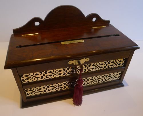 Antique English Oak & Brass Letters Box C.1890