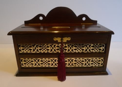 fig 1. Antique English Oak & Brass Letters Box c.1890