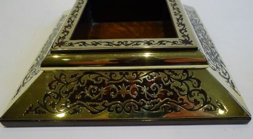 fig 1. Grand Large Antique English Boulle & Cut Crystal Inkwell by Vickery, London, c.1890
