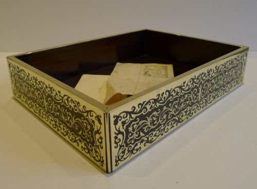 Handsome Antique English Boulle Desk Tray C.1890
