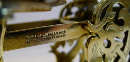 fig 1. Rare English Engraved Brass & Hand Painted Porcelain Letter Scale by Howell, James, London