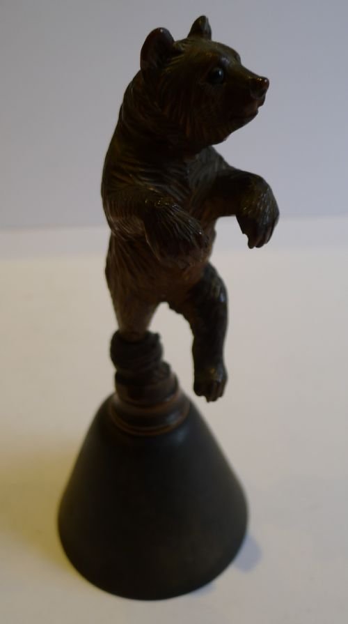 Charming Antique Carved Black Forest Bear Table Bell C.1900