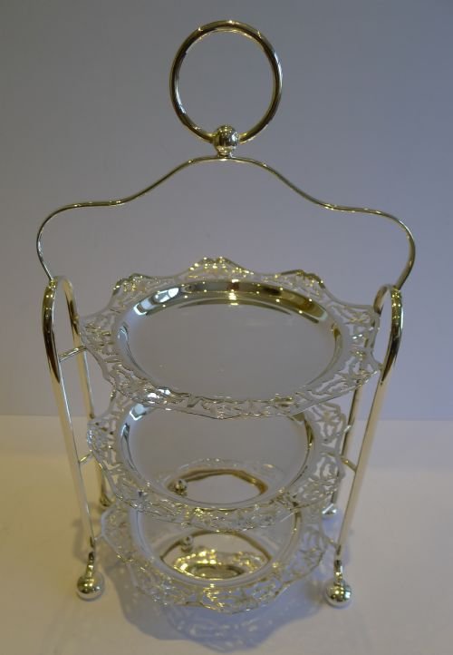 Antique English Art Nouveau Three Tier Cake Stand by Edwin Blyde C.1910
