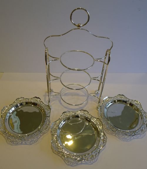 fig 1. Antique English Art Nouveau Three Tier Cake Stand by Edwin Blyde c.1910
