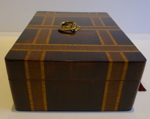 fig 2. Antique French Rosewood Table Box Inlaid With Burr Holly and Satinwood c.1860