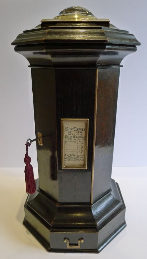 fig 1. Rare Antique English Letters Post Box by Halstaff & Hannaford - Crystal Topped c.1870