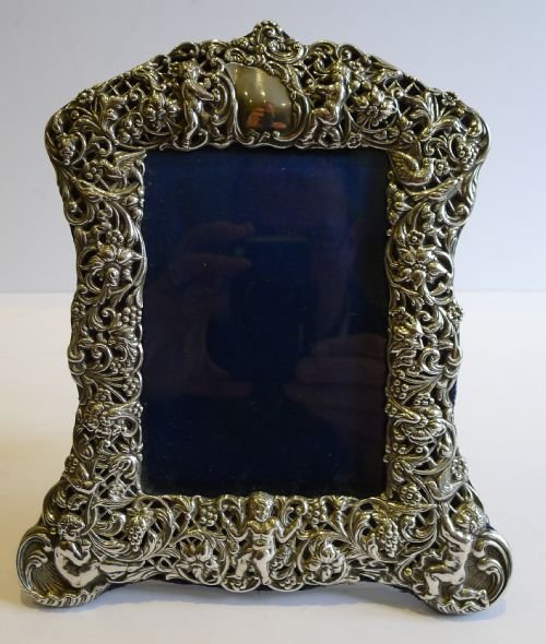 Stunning Antique English Sterling Silver Photograph Frame by William Comyns - Cherubs