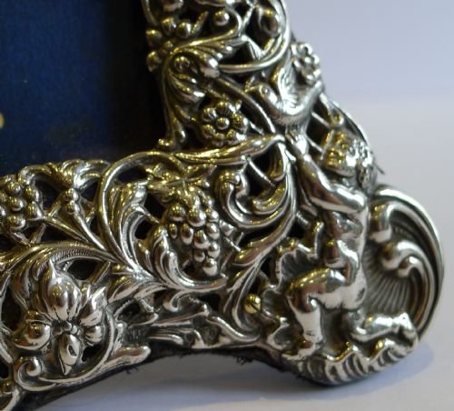 fig 1. Stunning Antique English Sterling Silver Photograph Frame by William Comyns - Cherubs