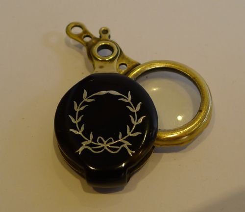 Pretty Tortoise Shell Clad Magnifying Glass / Loop - Silver Pique