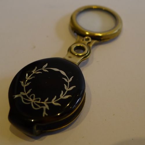 fig 1. Pretty Tortoise Shell Clad Magnifying Glass / Loop - Silver Pique