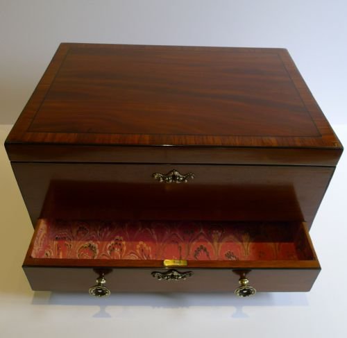 fig 1. Large Antique English Mahogany & Partridgewood Jewellery or Table Box c.1840