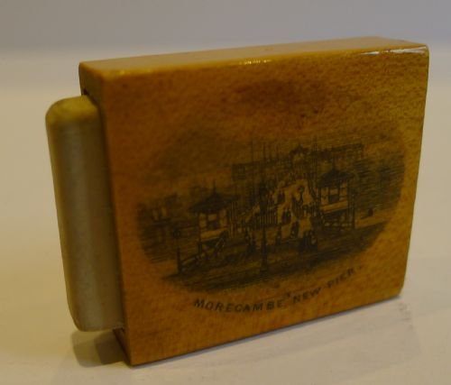 Unusual Antique English Mauchline Ware Eraser - Views of Morecambe