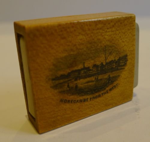 fig 1. Unusual Antique English Mauchline Ware Eraser - Views of Morecambe