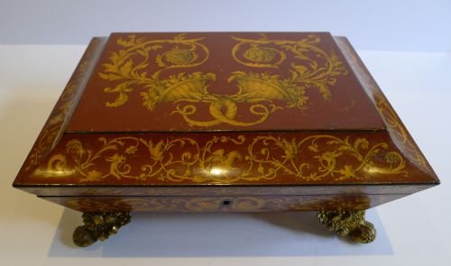 Magnificent Regency Penwork Games / Card Box C.1820