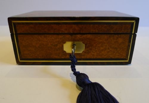fig 1. Small Amboyna, Coromandel & Brass Inlaid Jewellery Box c.1840