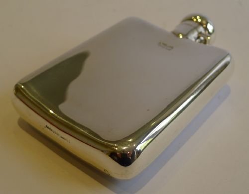 fig 1. Antique English Sterling Silver Liquor or Hip Flask - Chester 1897