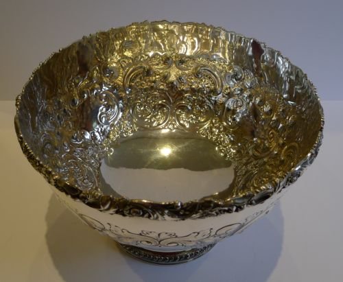 fig 1. Grand Antique English Punch Bowl in Silverplate c.1880 - Scottish Retailer
