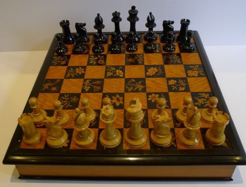 The Most Magnificent Chess Board / Games Box - Marquetry Inlaid C.1830