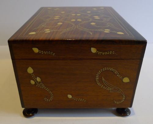 fig 1. Stunning Antique Anglo-Indian Ivory Inlaid Rosewood Jewellery Box c.1870