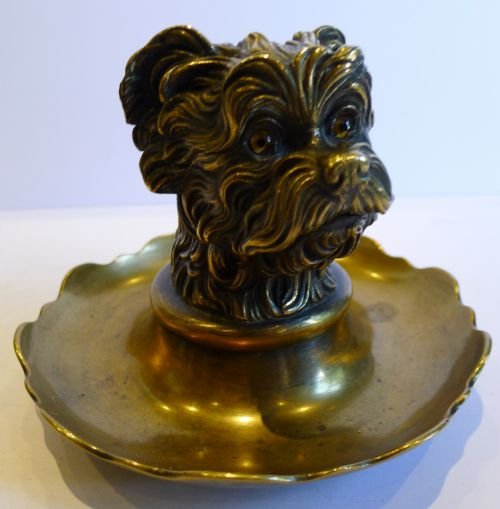 fig 1. Antique Figural Inkwell - Greyfriars Bobby - Dog - c.1880