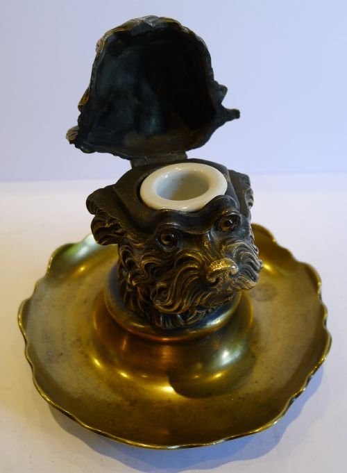 fig 3. Antique Figural Inkwell - Greyfriars Bobby - Dog - c.1880