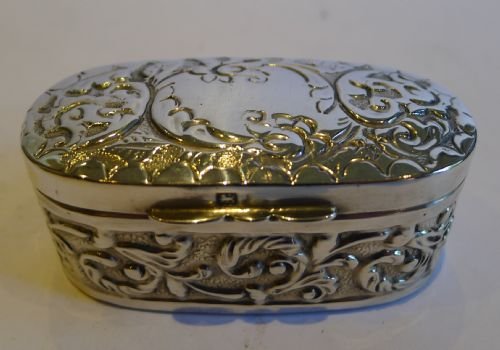 Antique Sterling Silver Ring Box for Three Rings - Original Interior - 1905