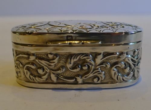 fig 1. Antique Sterling Silver Ring Box For Three Rings - Original Interior - 1905